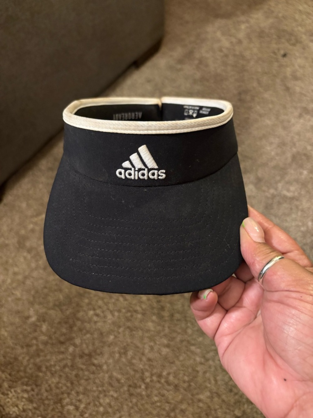 adidas Black Visor with White Logo and Trim